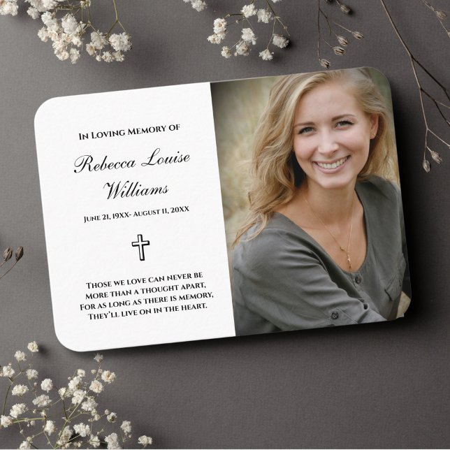 Memorial Card With Photo Funeral White (Photo Memorial Prayer Card)