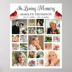 Memorial Cardinal Floral 21 Photo Collage Poster