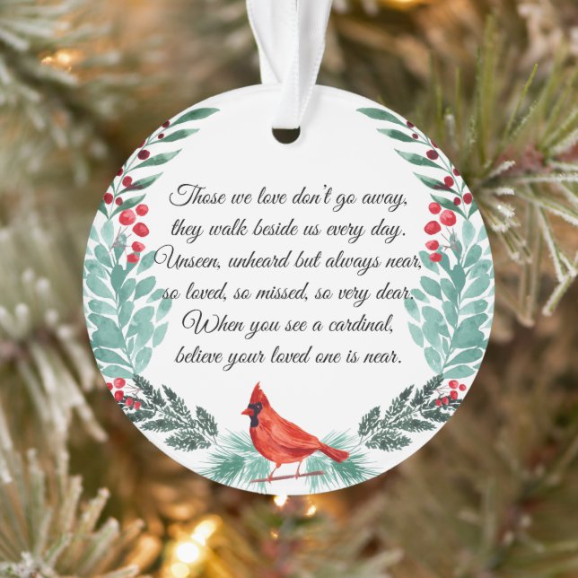 Memorial Cardinal Greenery Photo Acrylic Ornament (Tree)