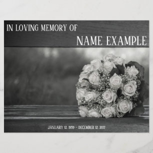 Memorial Cards A bouquet of white roses monochrom