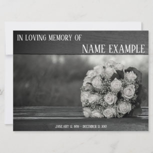 Memorial Cards A bouquet of white roses monochrom