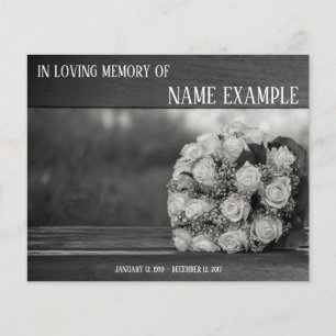 Memorial Cards A bouquet of white roses monochrom