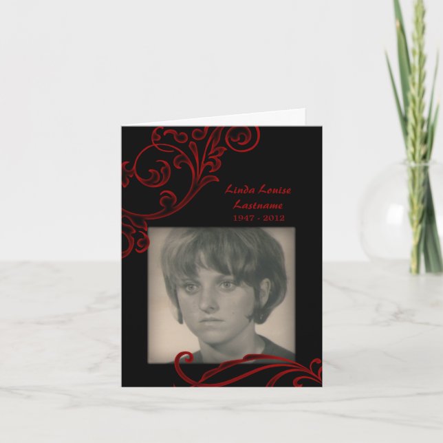 memorial cards : red flourish (Front)