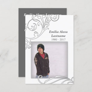 memorial cards : white flourish