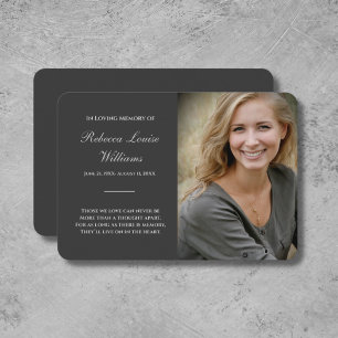 Memorial Cards With Photo Charcoal Gray