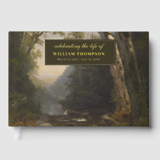 Memorial Celebrating Life Of Funeral Forest Nature Guest Book