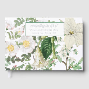 Memorial Celebrating Life Of Funeral Lilies White Guest Book