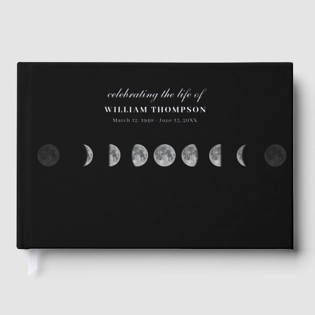 Memorial Celebrating Life Of Funeral Night Moons Guest Book (Front)