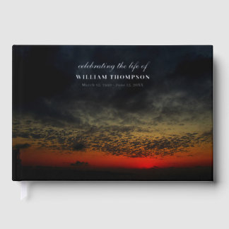 Memorial Celebrating Life Of Funeral Sunset Sky Guest Book