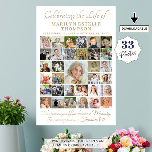 Memorial Celebrating Life Quote 33 Photo Collage Poster