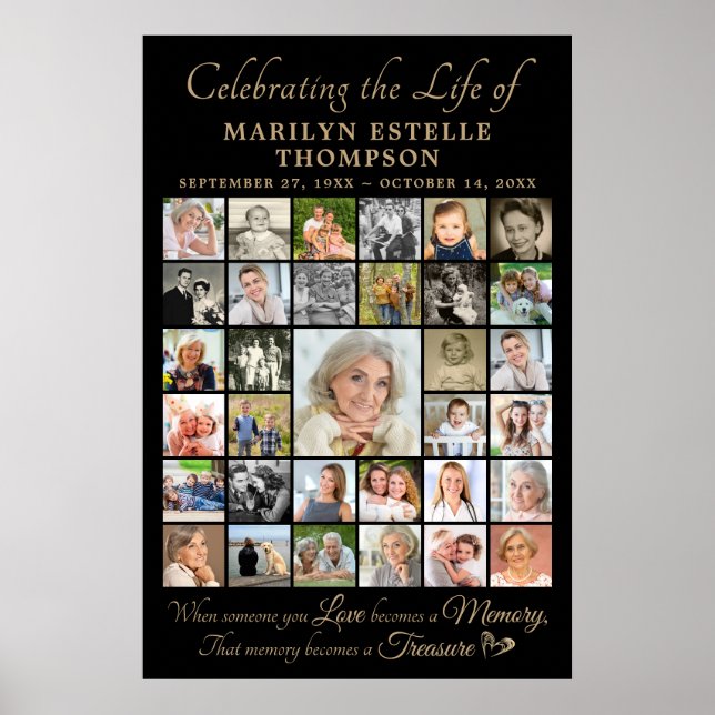 Memorial Celebrating Life Quote 33 Photo Collage Poster (Front)
