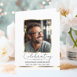 Memorial Celebrating the life Gold Program PHOTO Thank You Card