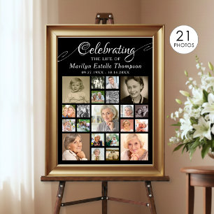 Memorial CELEBRATING THE LIFE OF 21 Photo Black Poster