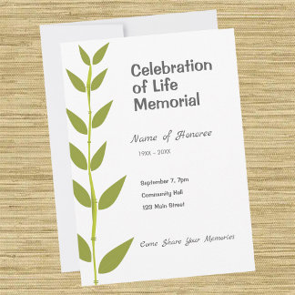 Memorial Celebration of Life Bamboo Modern Invitation