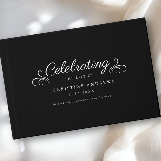  Memorial "Celebration of life" Black Guest Book (Personalized Memorial "Celebration of life" Black Guest Book.)