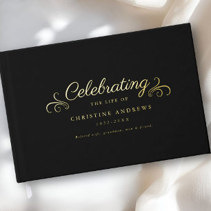  Memorial "Celebration of life" Foil, Black Guest Book
