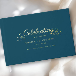 Memorial "Celebration of life" Foil, Blue Guest Book