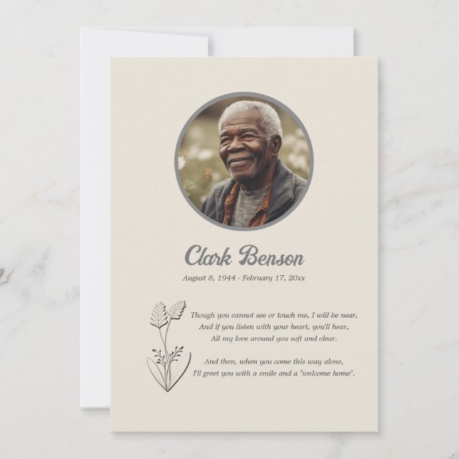 Memorial Celebration of Life Keepsake Card (Front)