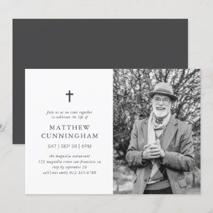 Memorial Celebration Of Life Modern Simple Cross Invitation