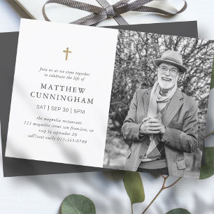 Memorial Celebration Of Life Modern Simple Cross Invitation