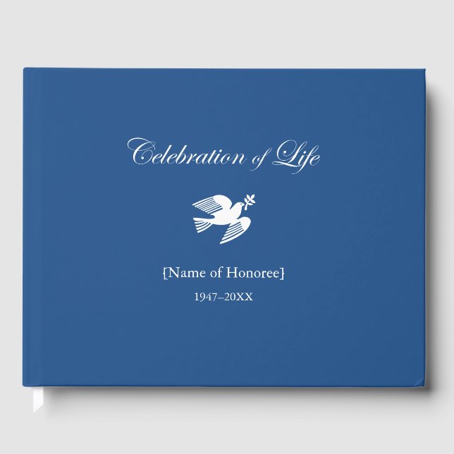 Memorial Celebration of Life Peace Dove Guest Book (Front)