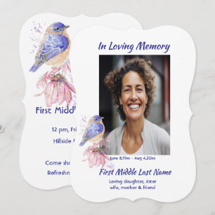 Memorial, Celebration of Life, Service Bluebird Invitation
