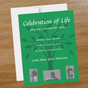 Memorial Celebration of Life Tree invitation