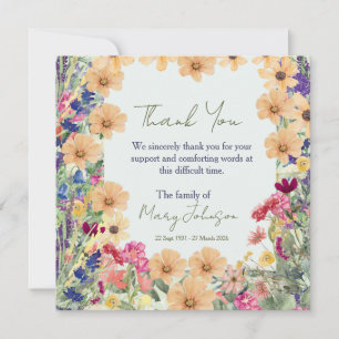 Memorial Celebration of Life Wildflowers Thank You Card