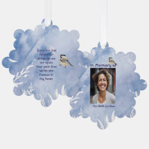 Memorial Chickadee Bird Winter Snow Tree Decoration Card