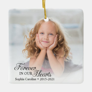 Memorial Child Photo Forever In Our Hearts Ceramic Ornament