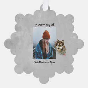 Memorial Christian Keepsake Watercolor Wolf Animal Tree Decoration Card