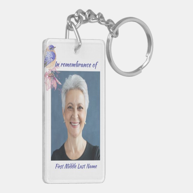 Memorial Christian Poem Bluebird Garden Bird  Key Ring (Back Left)