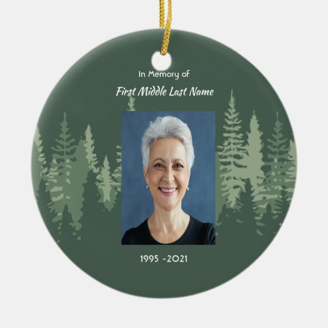 Memorial Christian Wilderness Forest Trees Ceramic Tree Decoration (Front)