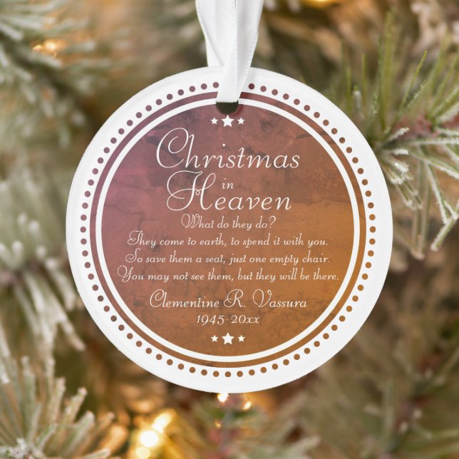 Memorial Christmas In Heaven Photo Acrylic Ornament (Tree)