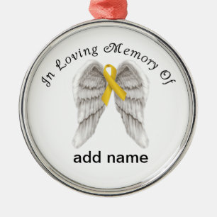 Memorial Christmas Ornament Gold Ribbon Childhood