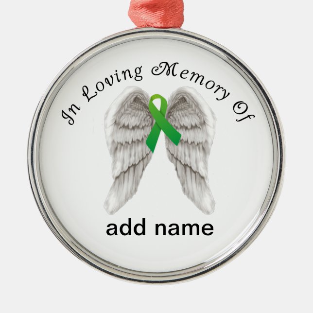 Memorial Christmas Ornament Green Ribbon (Front)
