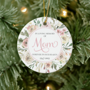 Memorial Christmas Photo Ornament for Mom - Pink