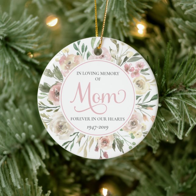 Memorial Christmas Photo Ornament for Mom - Pink (Tree)
