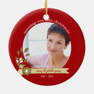 Memorial Christmas with Jesus custom photo name Ceramic Tree Decoration