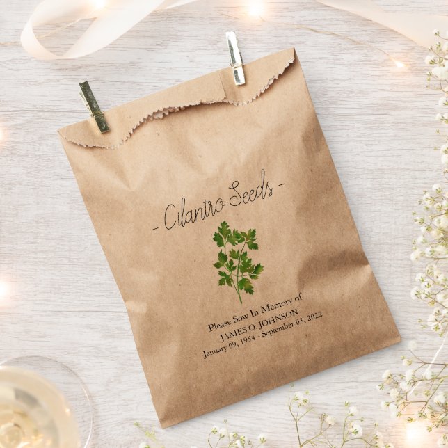 Memorial Cilantro Seed Funeral Favour Bags (Clipped)
