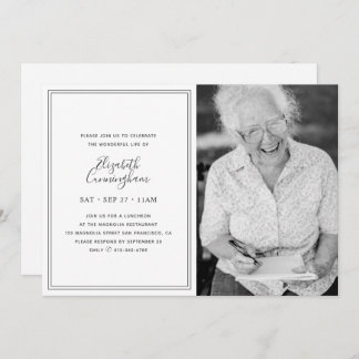 Memorial Classic Simple Chic Elegant Photo Invitation
