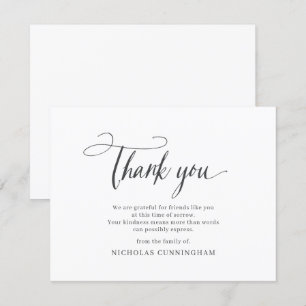 Memorial Classic Simple Cursive Typography Thank You Card
