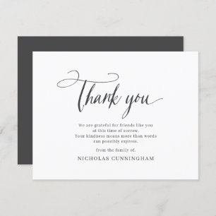 Memorial Classic Simple Cursive Typography Thank You Card