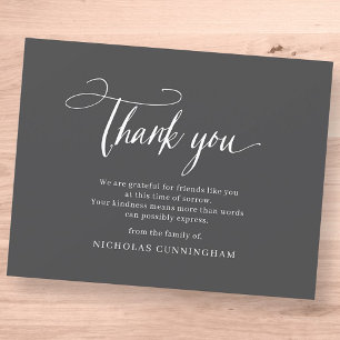 Memorial Classic Simple Cursive Typography Thank You Card
