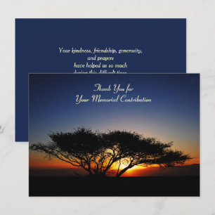 Memorial Contribution Lone Acacia Tree Thank You  Card