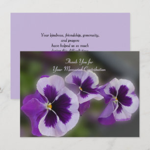 Memorial Contribution Purple Flower Thank You Card
