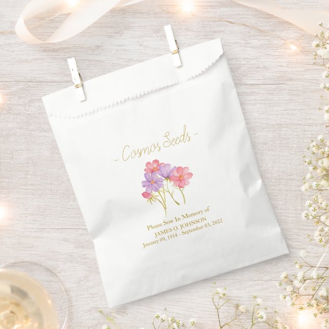 Memorial Cosmos Seed Funeral  Favour Bags (Clipped)