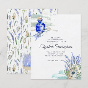 Memorial Country Rustic Lavender Floral Botanicals Thank You Card