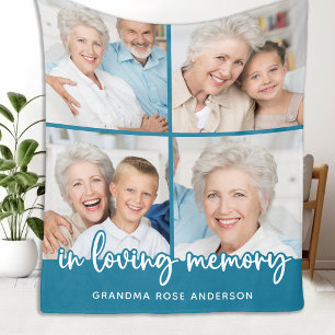Memorial Custom Photo Collage Modern Remembrance  Fleece Blanket
