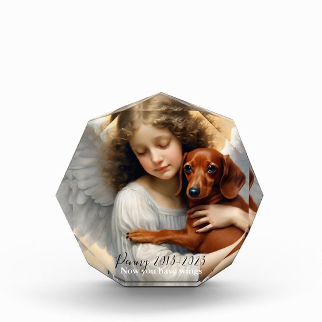 Memorial Dachshund with Angel Custom Photo Block (Front)